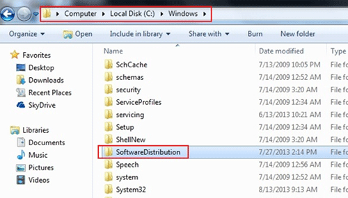 Windows File Explorer, SoftwareDistribution